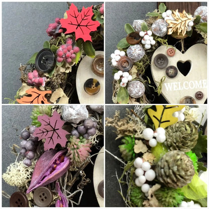 Türkranz 35cm Herbst Herbstlich Türdeko Türschmuck Herz Welcome Modern Tür Schmuck Herbst herbstlich ganzjährig Herbst – handgemacht aus Seiden- und Kunstblumen, langlebig & pflegeleicht von SarahsFlowerStudio