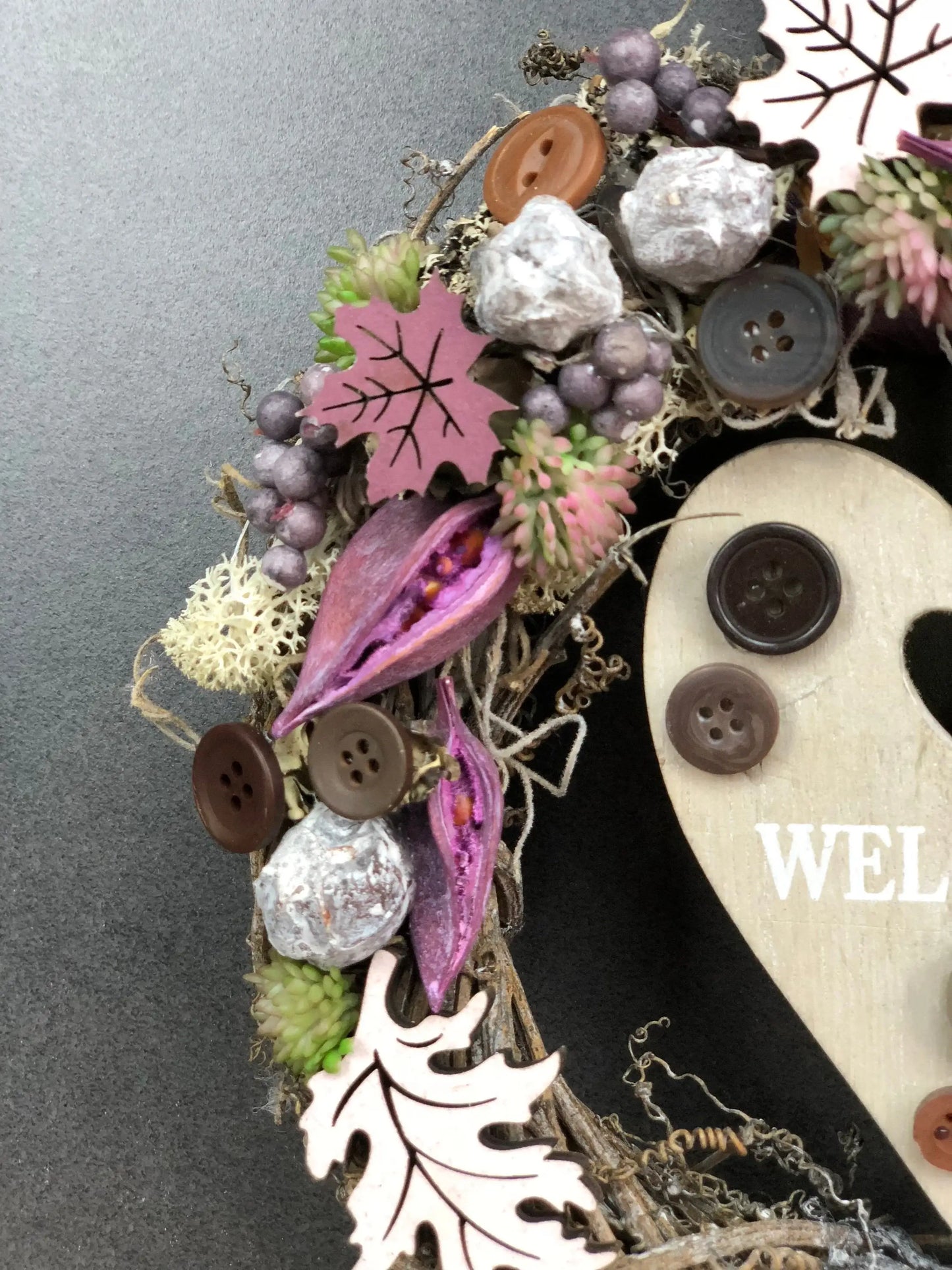 Türkranz 22cm Türdeko Türschmuck Herz Welcome Modern Tür Schmuck Herbst herbstlich ganzjährig Herbst – handgemacht aus Seiden- und Kunstblumen, langlebig & pflegeleicht von SarahsFlowerStudio