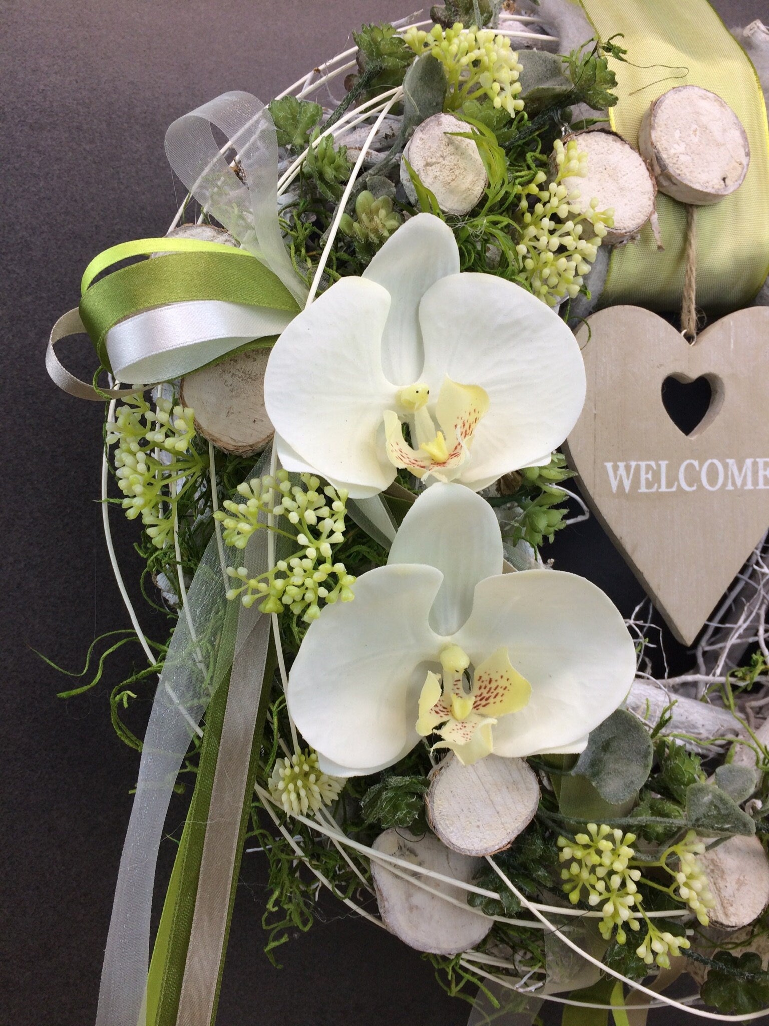 Türkranz Welcome 35cm Seidenblumen – ganzjährige Türdeko handgefertigt – Türkranz – SarahsFlowerStudio