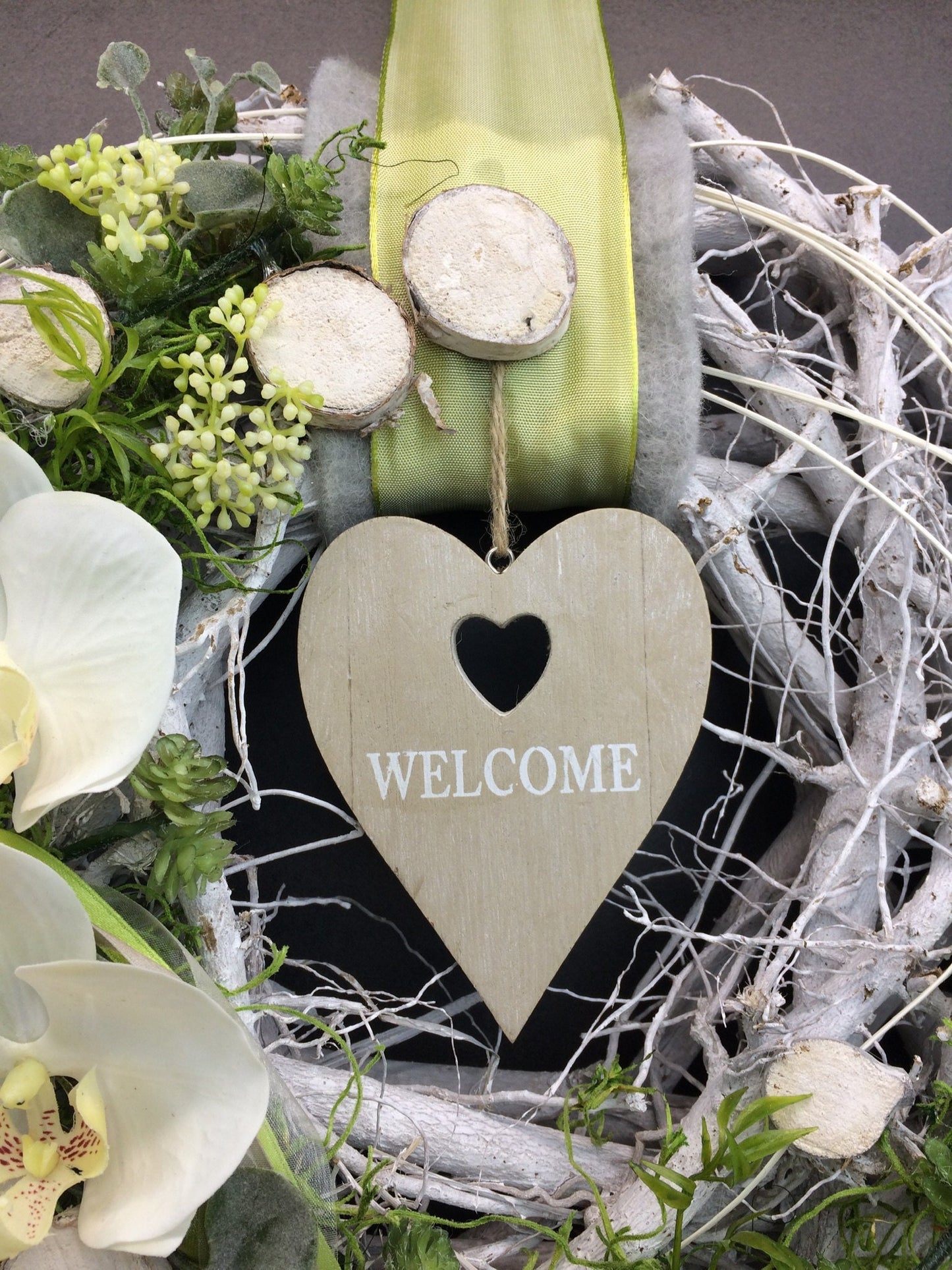 Türkranz Welcome 35cm Seidenblumen – ganzjährige Türdeko handgefertigt – Türkranz – SarahsFlowerStudio