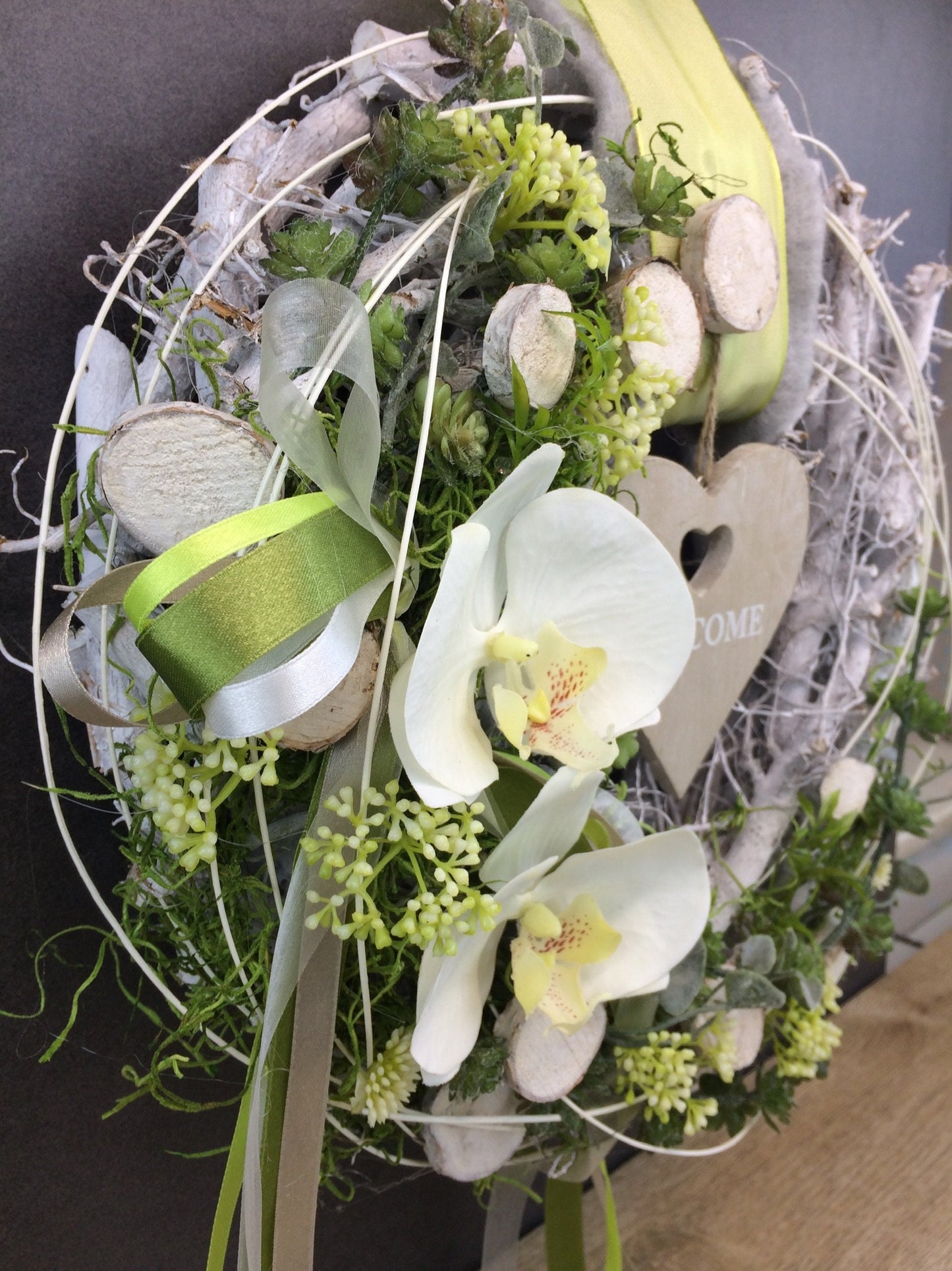 Türkranz Welcome 35cm Seidenblumen – ganzjährige Türdeko handgefertigt – Türkranz – SarahsFlowerStudio