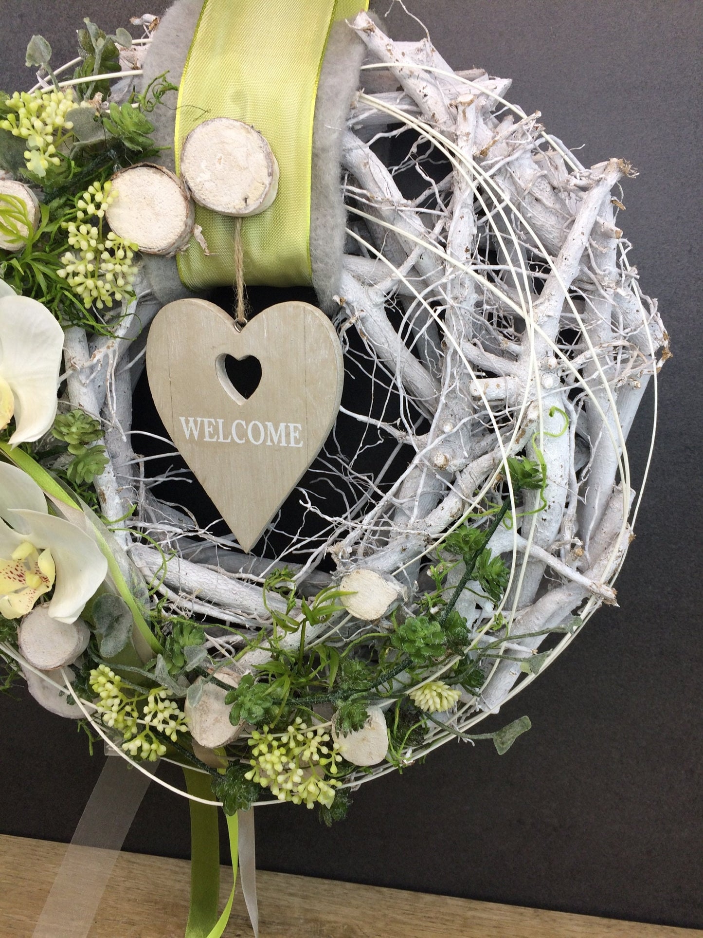 Türkranz Welcome 35cm Seidenblumen – ganzjährige Türdeko handgefertigt – Türkranz – SarahsFlowerStudio