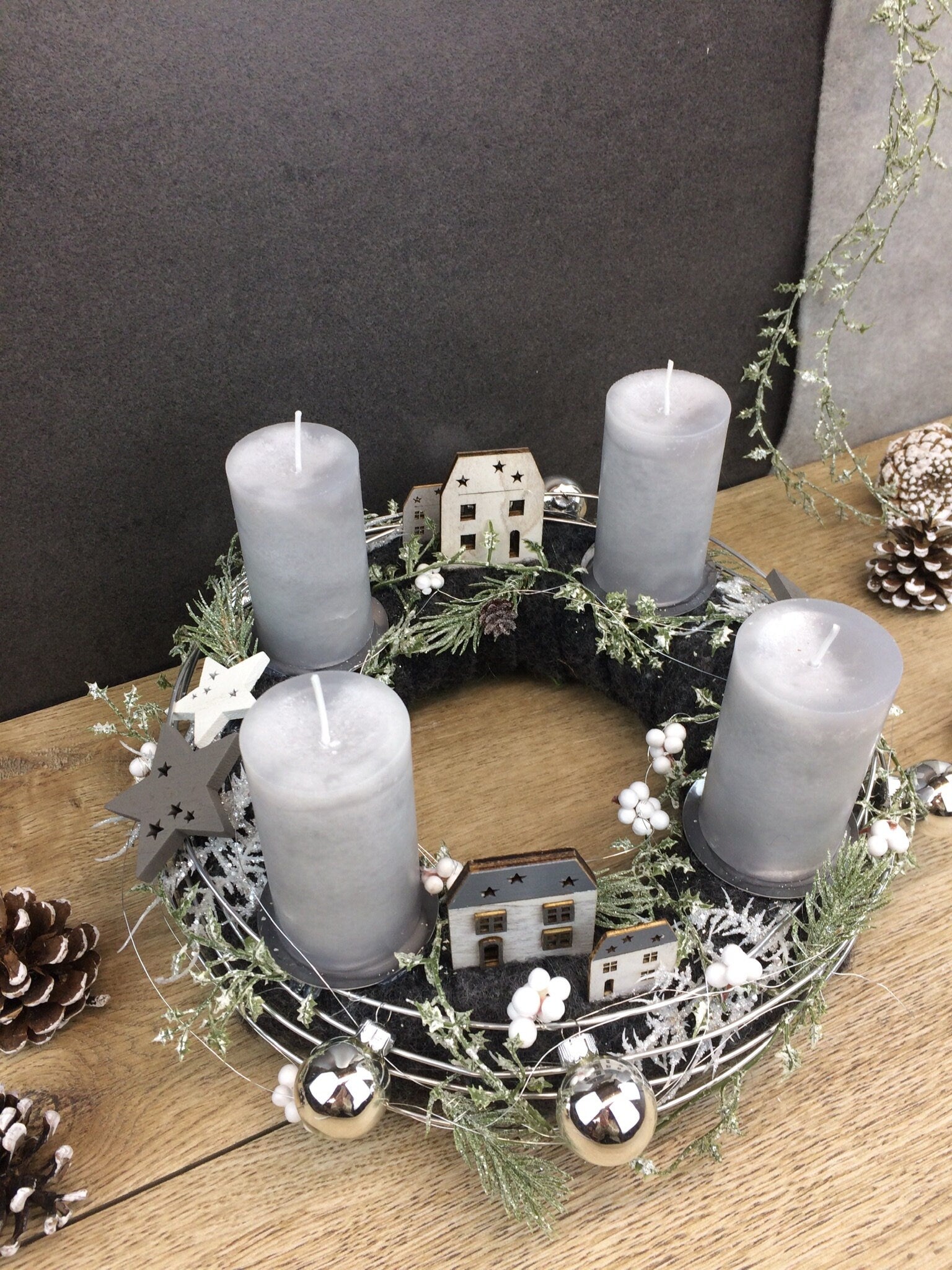 Adventskranz rund klassisch – mehrjährig handgefertigt langlebig – Adventskranz – SarahsFlowerStudio