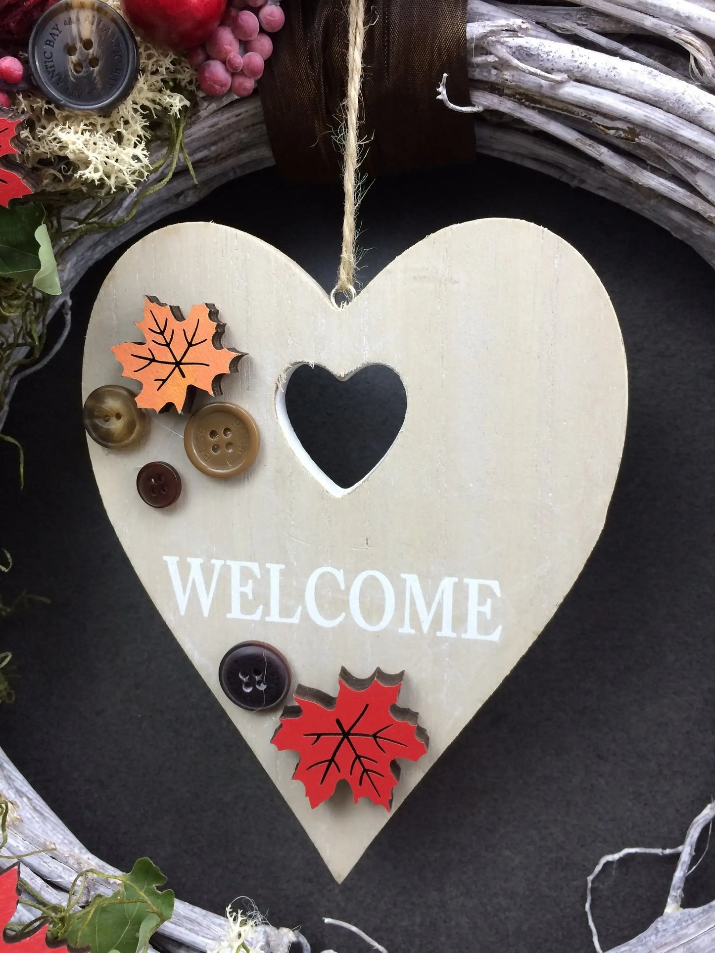 Türkranz 35cm Herbst Herbstlich Türdeko Türschmuck Herz Welcome Modern Tür Schmuck Herbst herbstlich ganzjährig Herbst – handgemacht aus Seiden- und Kunstblumen, langlebig & pflegeleicht von SarahsFlowerStudio