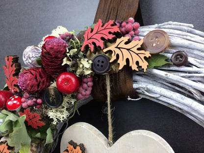 Türkranz 35cm Herbst Herbstlich Türdeko Türschmuck Herz Welcome Modern Tür Schmuck Herbst herbstlich ganzjährig Herbst – handgemacht aus Seiden- und Kunstblumen, langlebig & pflegeleicht von SarahsFlowerStudio