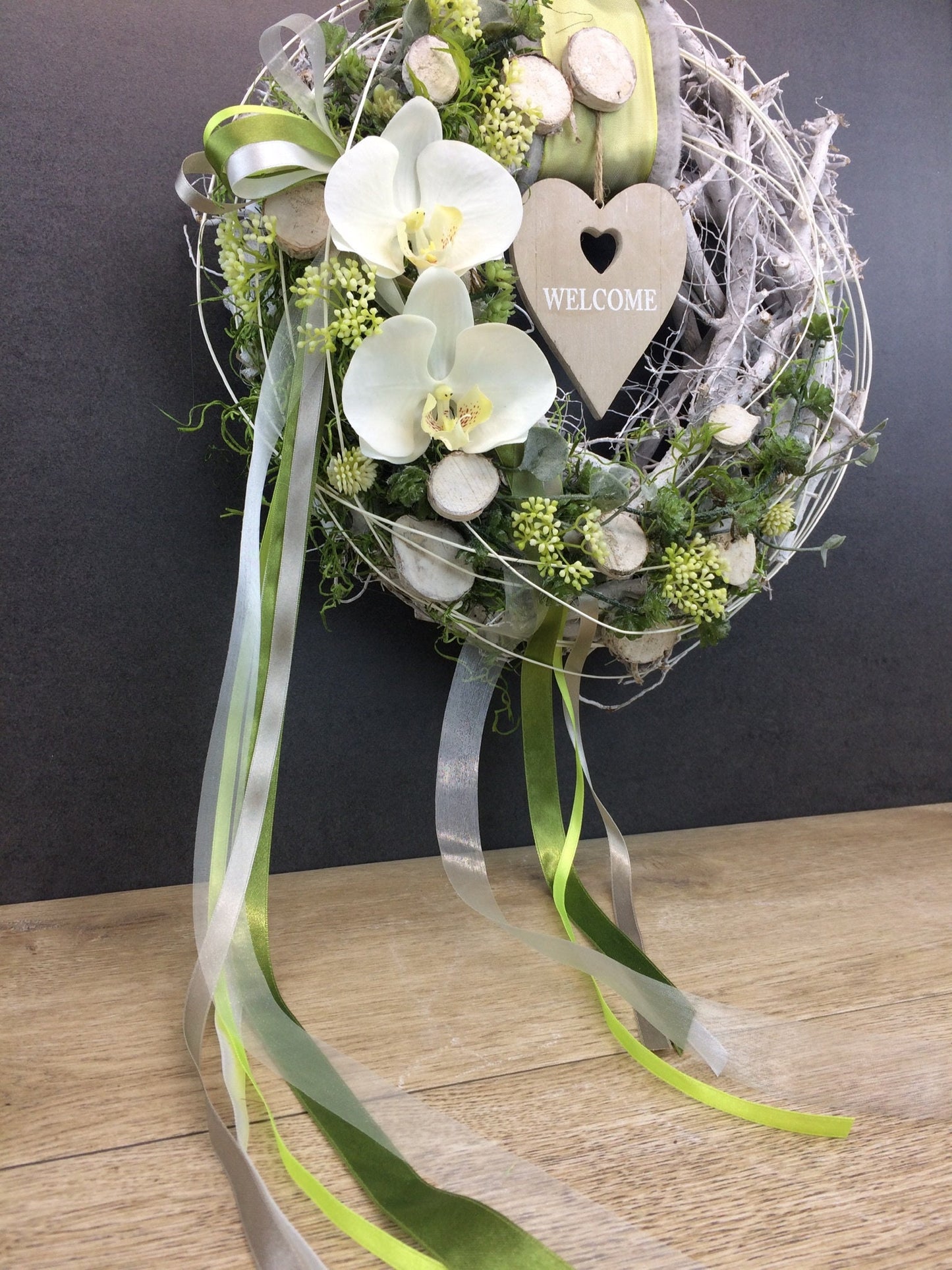 Türkranz Welcome 35cm Seidenblumen – ganzjährige Türdeko handgefertigt – Türkranz – SarahsFlowerStudio