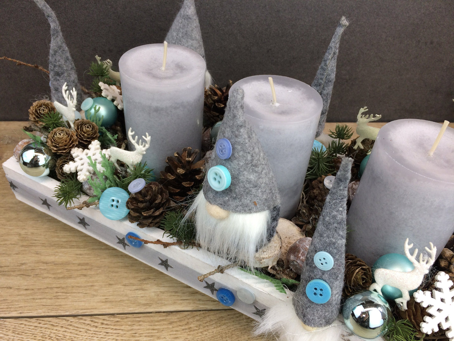 Adventsgesteck Tablett länglich – Advent Tischdeko mehrjährig – Adventsgesteck – SarahsFlowerStudio