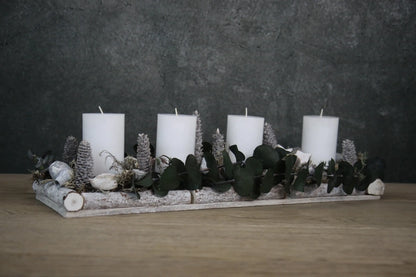 Adventskranz Adventskalender Sterne Zapfen Eukalyptus Modern Länglich in zwei verschiedenen Größen L und XL – handgemacht aus Seiden- und Kunstblumen, langlebig & pflegeleicht von SarahsFlowerStudio