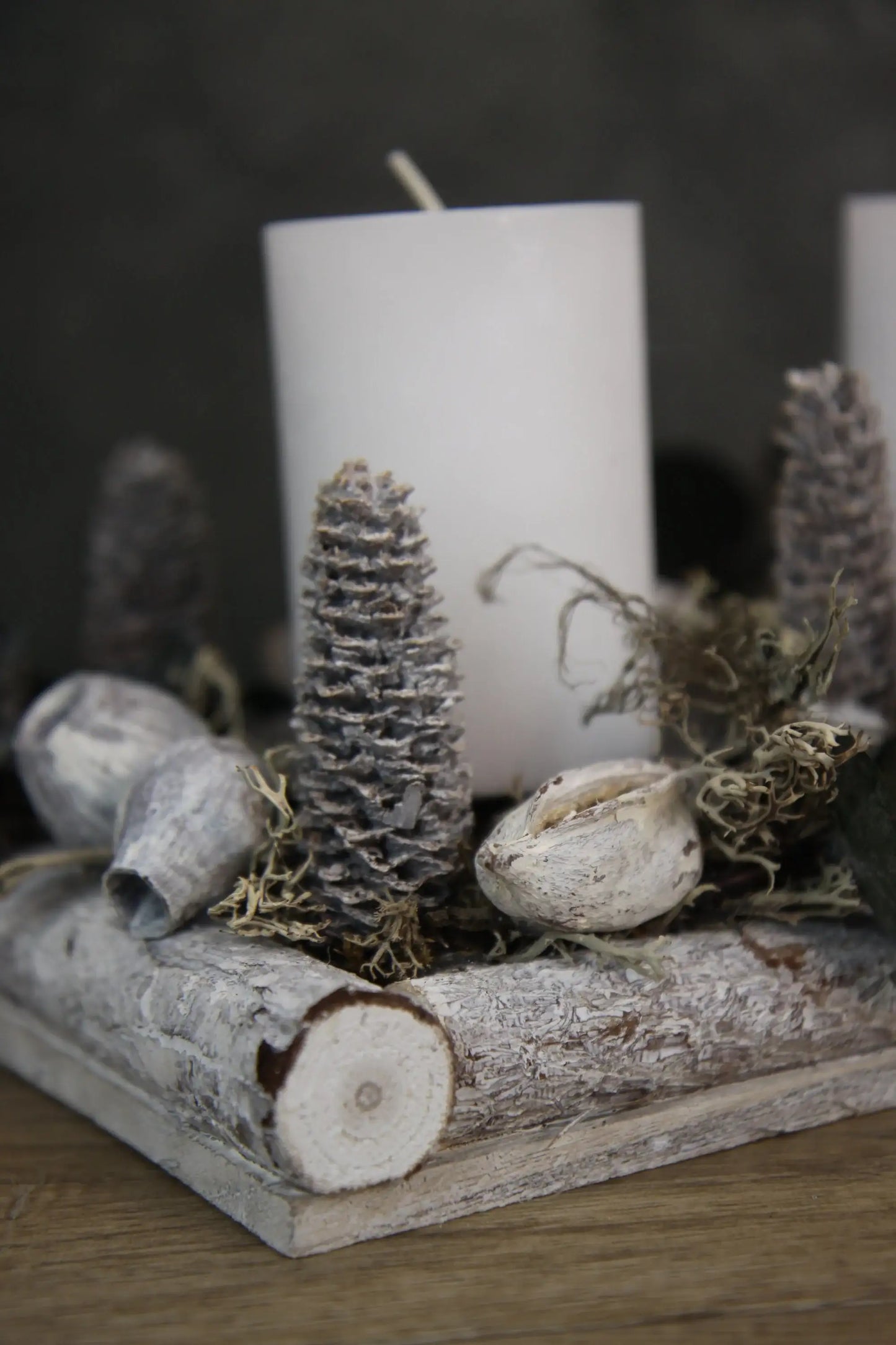 Adventskranz Adventskalender Sterne Zapfen Eukalyptus Modern Länglich in zwei verschiedenen Größen L und XL – handgemacht aus Seiden- und Kunstblumen, langlebig & pflegeleicht von SarahsFlowerStudio