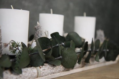 Adventskranz Adventskalender Sterne Zapfen Eukalyptus Modern Länglich in zwei verschiedenen Größen L und XL – handgemacht aus Seiden- und Kunstblumen, langlebig & pflegeleicht von SarahsFlowerStudio