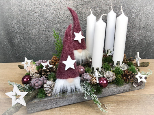 Längliches Adventsgesteck auf Tablett – mehrjährig handgefertigt – handgefertigt von SarahsFlowerStudio