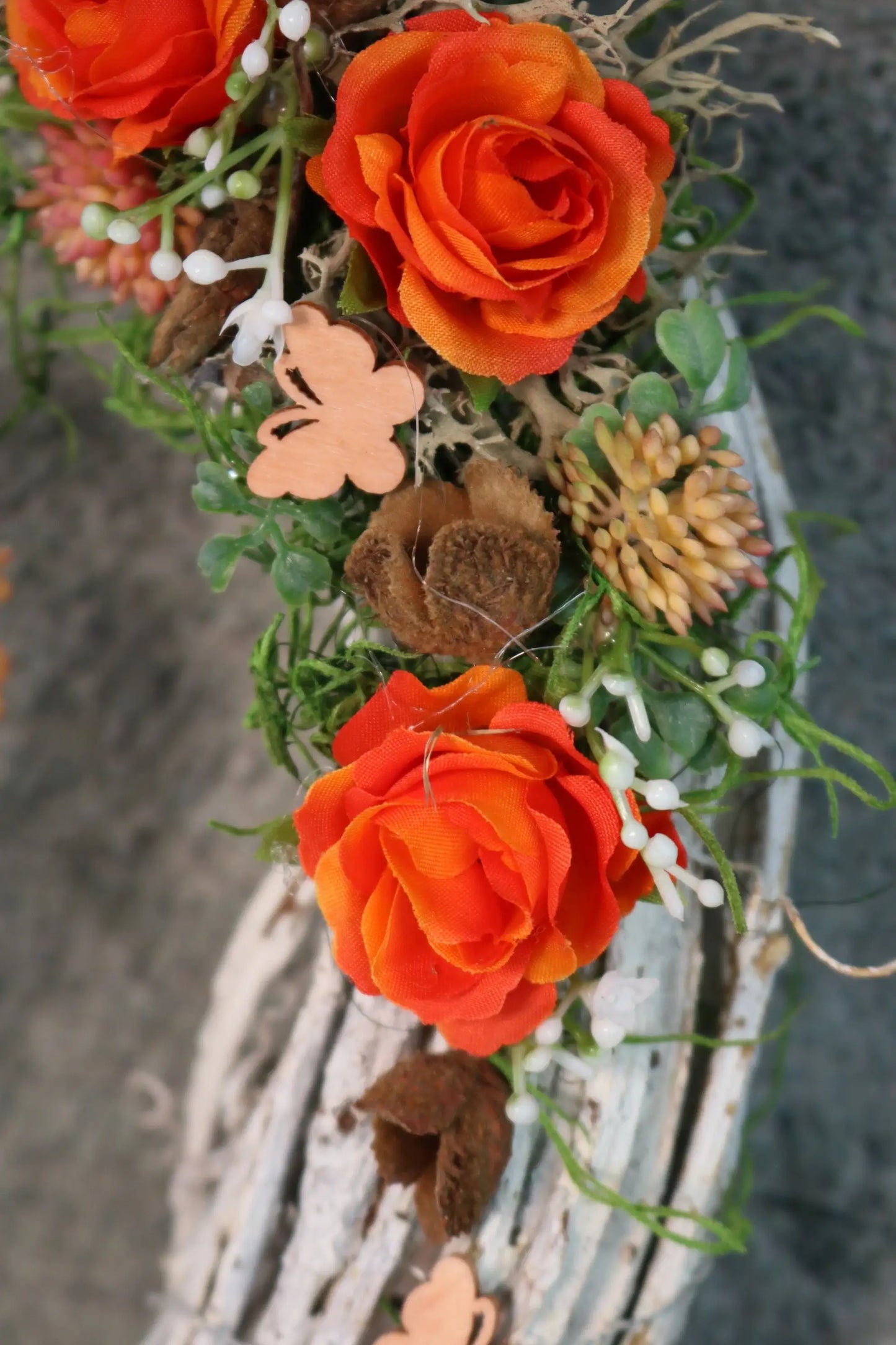 Türkranz Türdeko Türschmuck Willkommen Herz Rost Modern ganzjährig Tür Schmuck Rose Schleierkraut – handgemacht aus Seiden- und Kunstblumen, langlebig & pflegeleicht von SarahsFlowerStudio