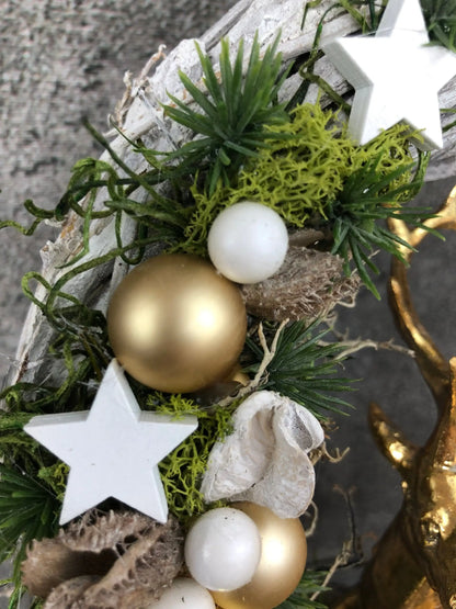 Türkranz Türdeko Türschmuck Weihnachten Weidenkranz Hirsch Zapfen Stern Tanne Band Modern – handgemacht aus Seiden- und Kunstblumen, langlebig & pflegeleicht von SarahsFlowerStudio