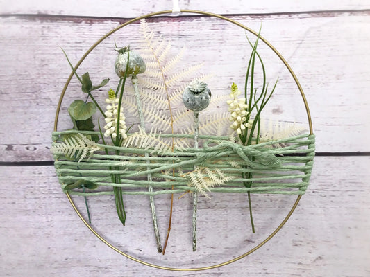 Türkranz Kranz Ring Mohn Grün Farn Seidenblumen Wandkranz Trockenblumen Natur natürlich Hoop Fensterdeko – handgemacht aus Seiden- und Kunstblumen, langlebig & pflegeleicht von SarahsFlowerStudio
