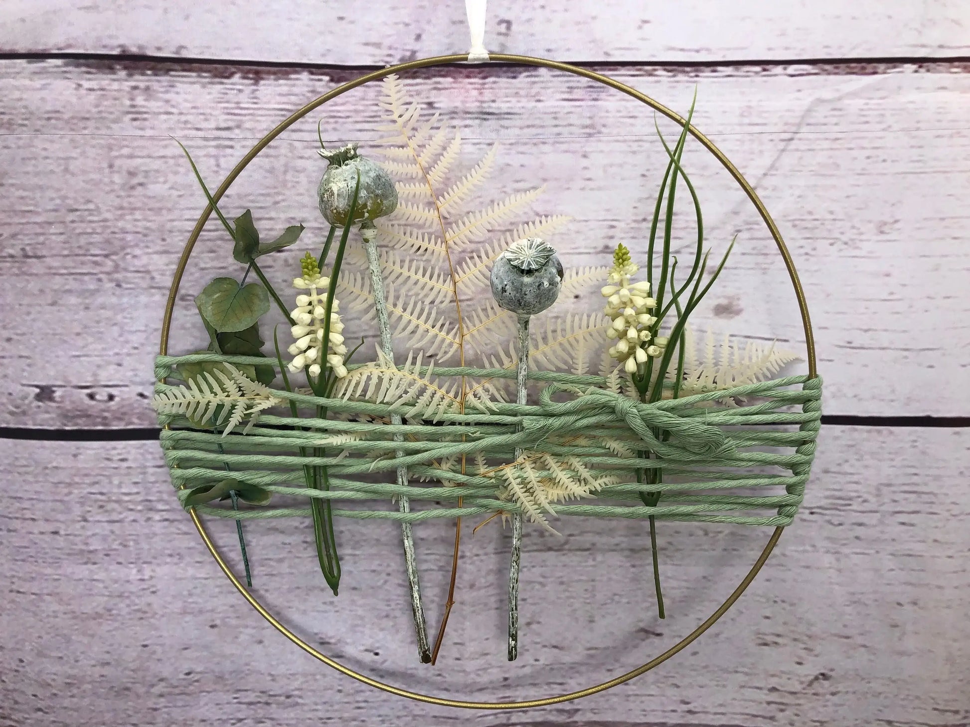 Türkranz Kranz Ring Mohn Grün Farn Seidenblumen Wandkranz Trockenblumen Natur natürlich Hoop Fensterdeko – handgemacht aus Seiden- und Kunstblumen, langlebig & pflegeleicht von SarahsFlowerStudio