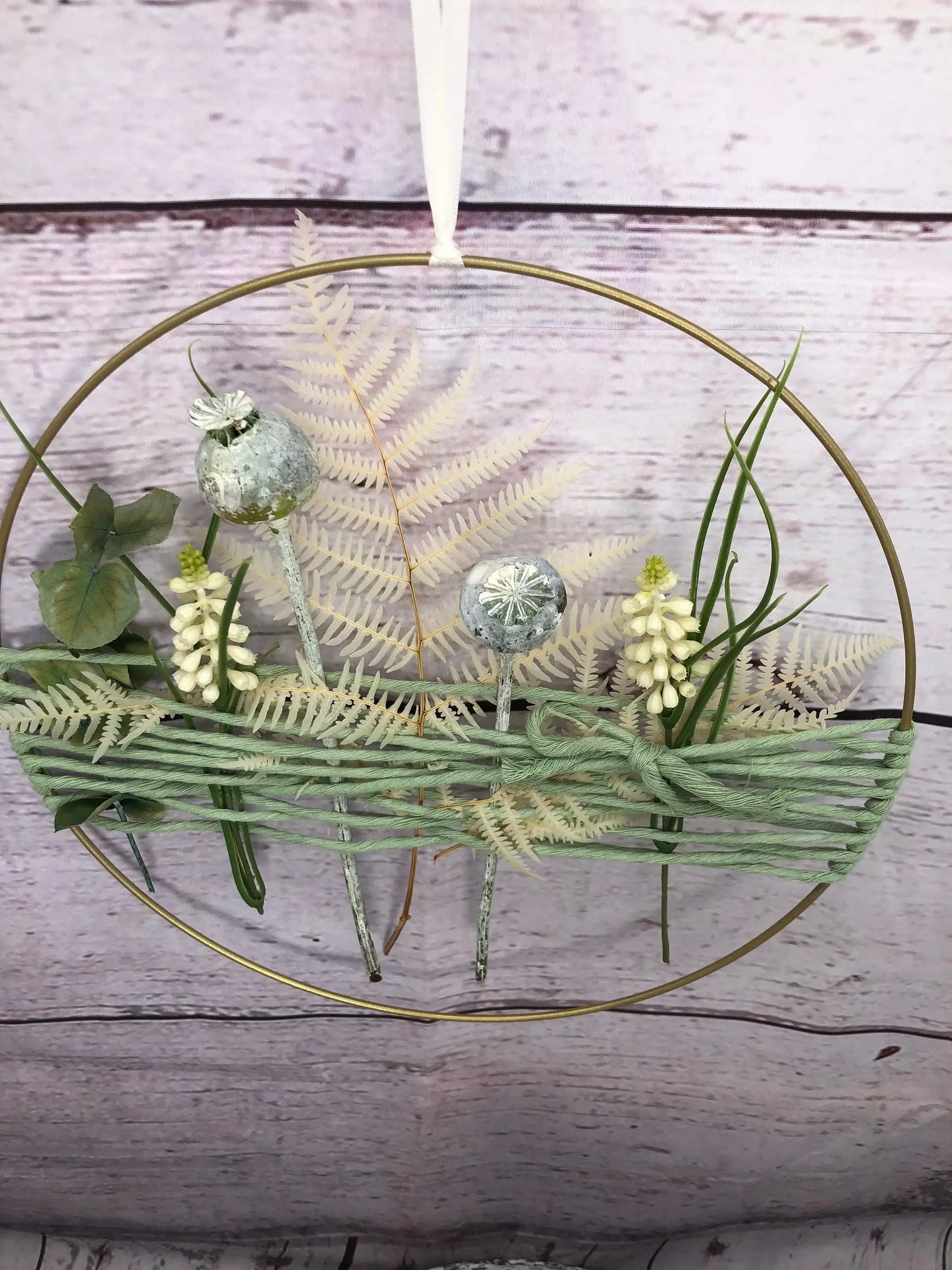 Türkranz Kranz Ring Mohn Grün Farn Seidenblumen Wandkranz Trockenblumen Natur natürlich Hoop Fensterdeko – handgemacht aus Seiden- und Kunstblumen, langlebig & pflegeleicht von SarahsFlowerStudio