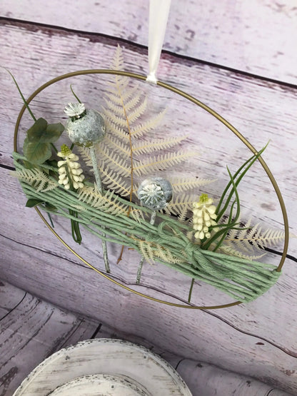 Türkranz Kranz Ring Mohn Grün Farn Seidenblumen Wandkranz Trockenblumen Natur natürlich Hoop Fensterdeko – handgemacht aus Seiden- und Kunstblumen, langlebig & pflegeleicht von SarahsFlowerStudio