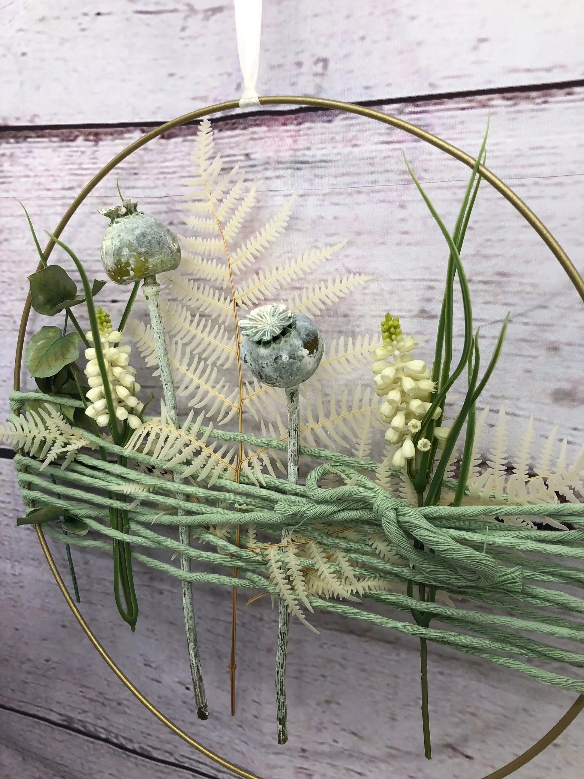 Türkranz Kranz Ring Mohn Grün Farn Seidenblumen Wandkranz Trockenblumen Natur natürlich Hoop Fensterdeko – handgemacht aus Seiden- und Kunstblumen, langlebig & pflegeleicht von SarahsFlowerStudio