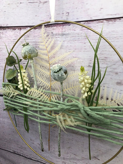 Türkranz Kranz Ring Mohn Grün Farn Seidenblumen Wandkranz Trockenblumen Natur natürlich Hoop Fensterdeko – handgemacht aus Seiden- und Kunstblumen, langlebig & pflegeleicht von SarahsFlowerStudio