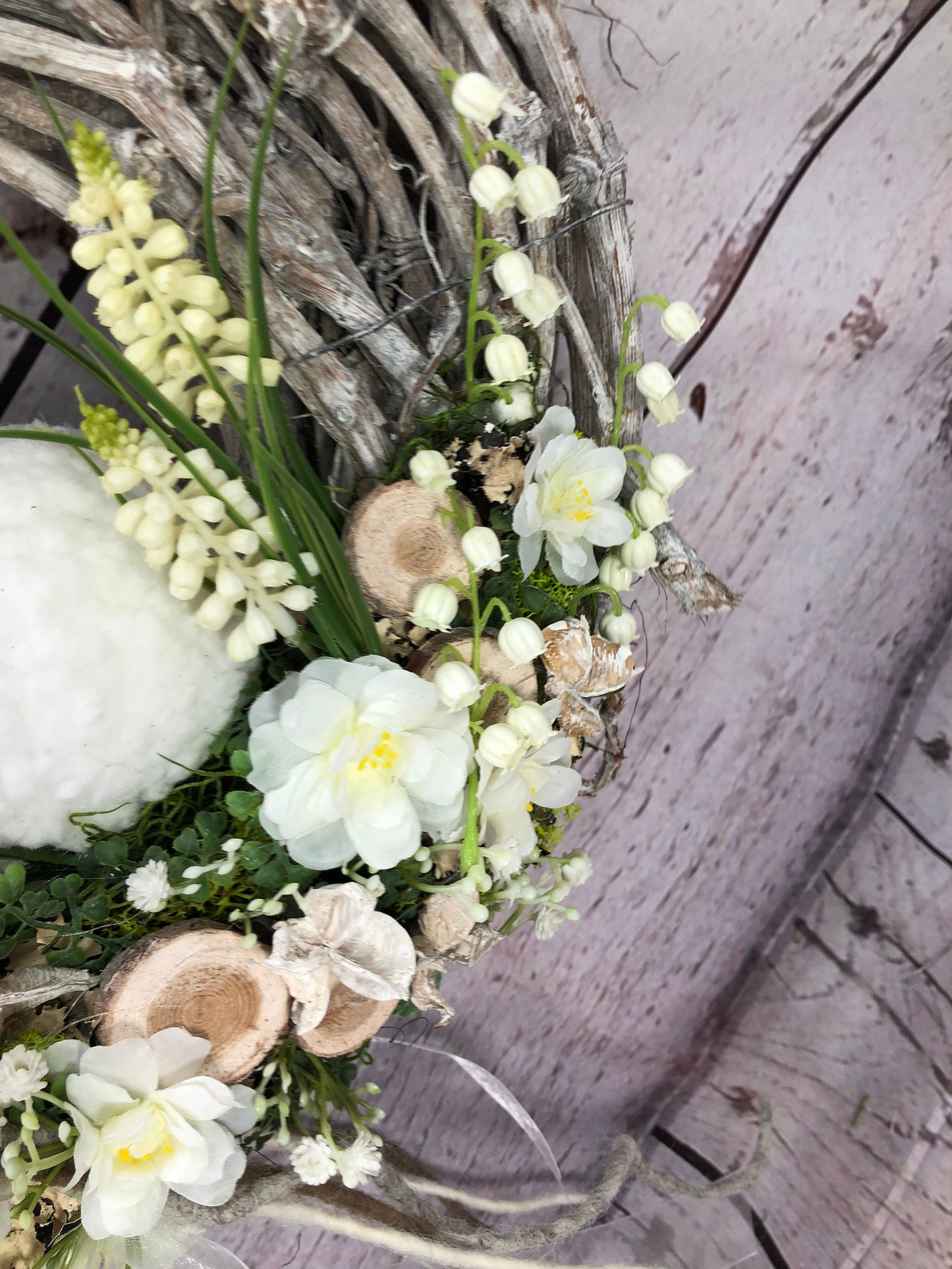 Frühlingskranz Türdeko mit Schafen & Maiglöckchen – Osterkranz Seidenblumen – Türkranz – SarahsFlowerStudio