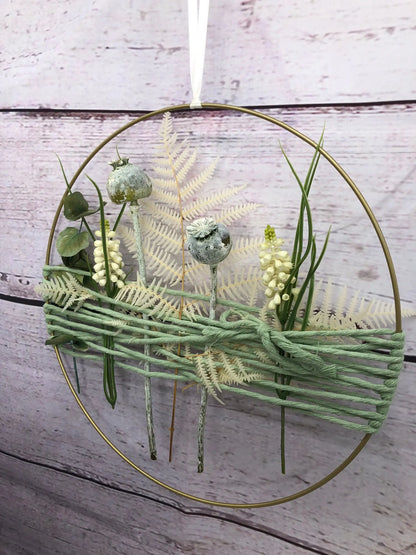 Türkranz Kranz Ring Mohn Grün Farn Seidenblumen Wandkranz Trockenblumen Natur natürlich Hoop Fensterdeko – handgemacht aus Seiden- und Kunstblumen, langlebig & pflegeleicht von SarahsFlowerStudio