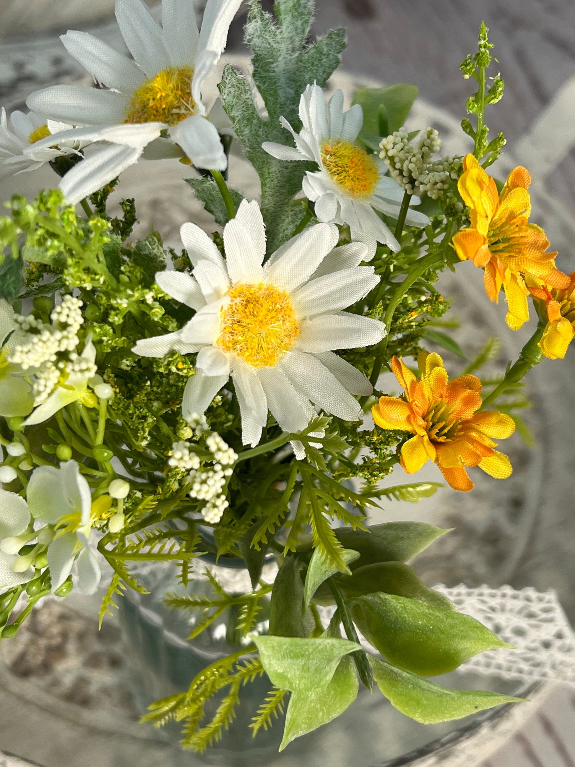 Gänseblümchen Seidenblumen Strauß – künstliche Frühlingsblumen langlebig – Seidenblumen – SarahsFlowerStudio