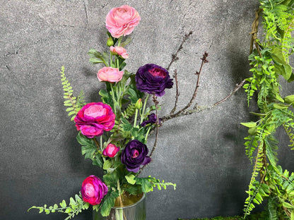 Ranunkel 3Stück oder als Strauß Premium Qualität Seidenblumen künstliche künstlich Kunstblumen Seidenblumen Faux Flower Farn Zweige – handgemacht aus Seiden- und Kunstblumen, langlebig & pflegeleicht von SarahsFlowerStudio