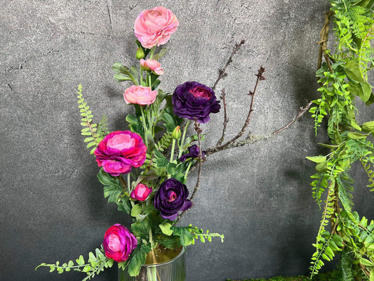 Ranunkel 3Stück oder als Strauß Premium Qualität Seidenblumen künstliche künstlich Kunstblumen Seidenblumen Faux Flower Farn Zweige – handgemacht aus Seiden- und Kunstblumen, langlebig & pflegeleicht von SarahsFlowerStudio