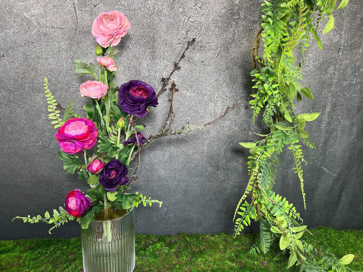 Ranunkel 3Stück oder als Strauß Premium Qualität Seidenblumen künstliche künstlich Kunstblumen Seidenblumen Faux Flower Farn Zweige – handgemacht aus Seiden- und Kunstblumen, langlebig & pflegeleicht von SarahsFlowerStudio