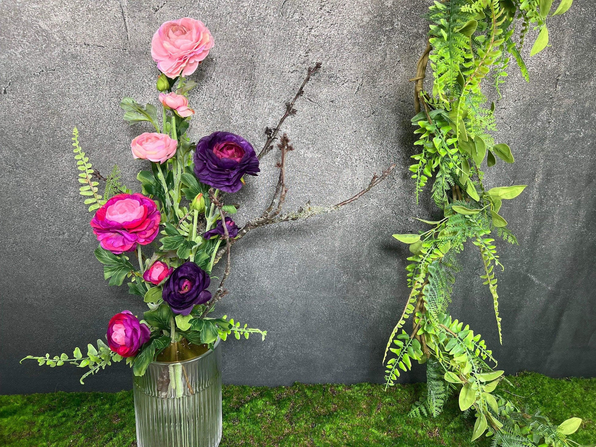 Ranunkel 3Stück oder als Strauß Premium Qualität Seidenblumen künstliche künstlich Kunstblumen Seidenblumen Faux Flower Farn Zweige – handgemacht aus Seiden- und Kunstblumen, langlebig & pflegeleicht von SarahsFlowerStudio