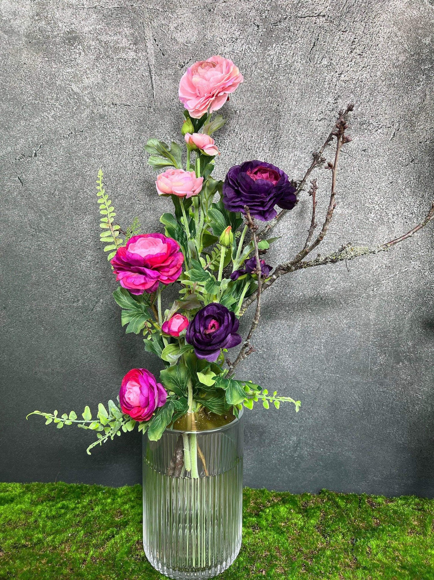 Ranunkel 3Stück oder als Strauß Premium Qualität Seidenblumen künstliche künstlich Kunstblumen Seidenblumen Faux Flower Farn Zweige – handgemacht aus Seiden- und Kunstblumen, langlebig & pflegeleicht von SarahsFlowerStudio