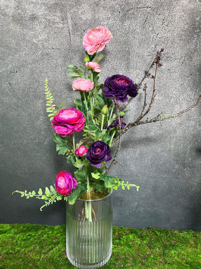 Ranunkel 3Stück oder als Strauß Premium Qualität Seidenblumen künstliche künstlich Kunstblumen Seidenblumen Faux Flower Farn Zweige – handgemacht aus Seiden- und Kunstblumen, langlebig & pflegeleicht von SarahsFlowerStudio