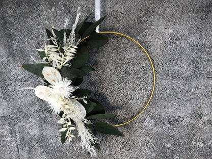 Türkranz Kranz Ring Pampasgräser Pampasgras Gräser Wandkranz Trockenblumen Natur natürlich Hoop Herbst Herbstlich – handgemacht aus Seiden- und Kunstblumen, langlebig & pflegeleicht von SarahsFlowerStudio