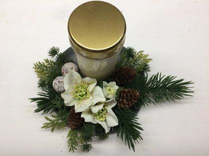 Grabgesteck Grabschmuck Allerheiligen mit Kerze 20cm Grabdeko Grabdekoration – handgemacht aus Seiden- und Kunstblumen, langlebig & pflegeleicht von SarahsFlowerStudio