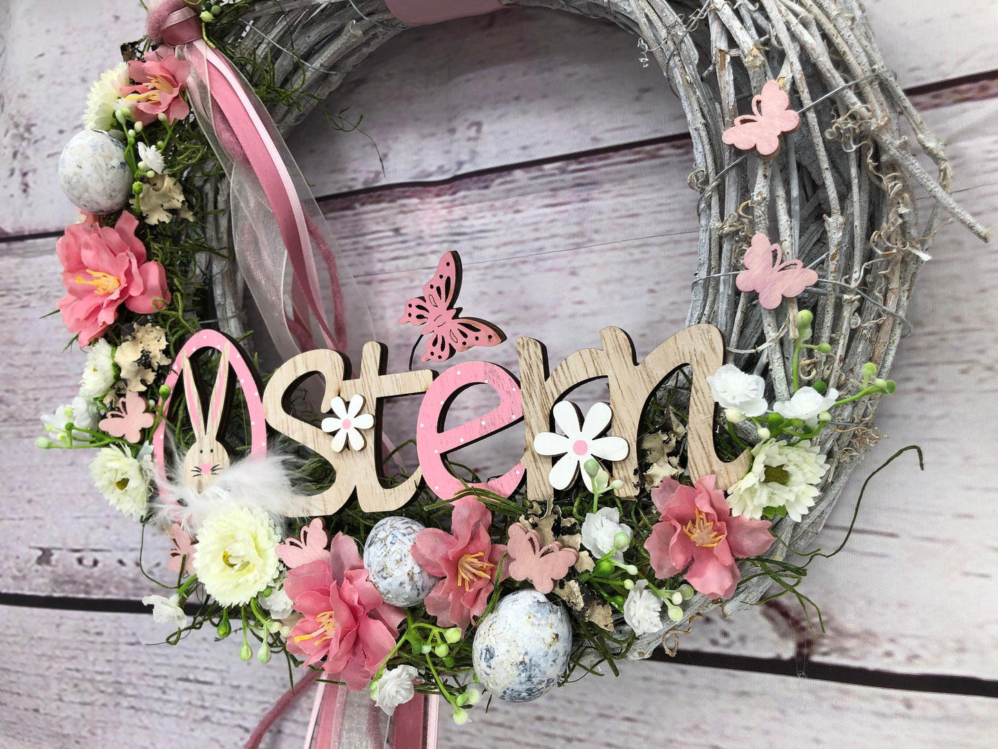 Frühlingskranz Haustür Hasen & Maiglöckchen – Seidenblumen Türkranz Ostern – Türkranz – SarahsFlowerStudio