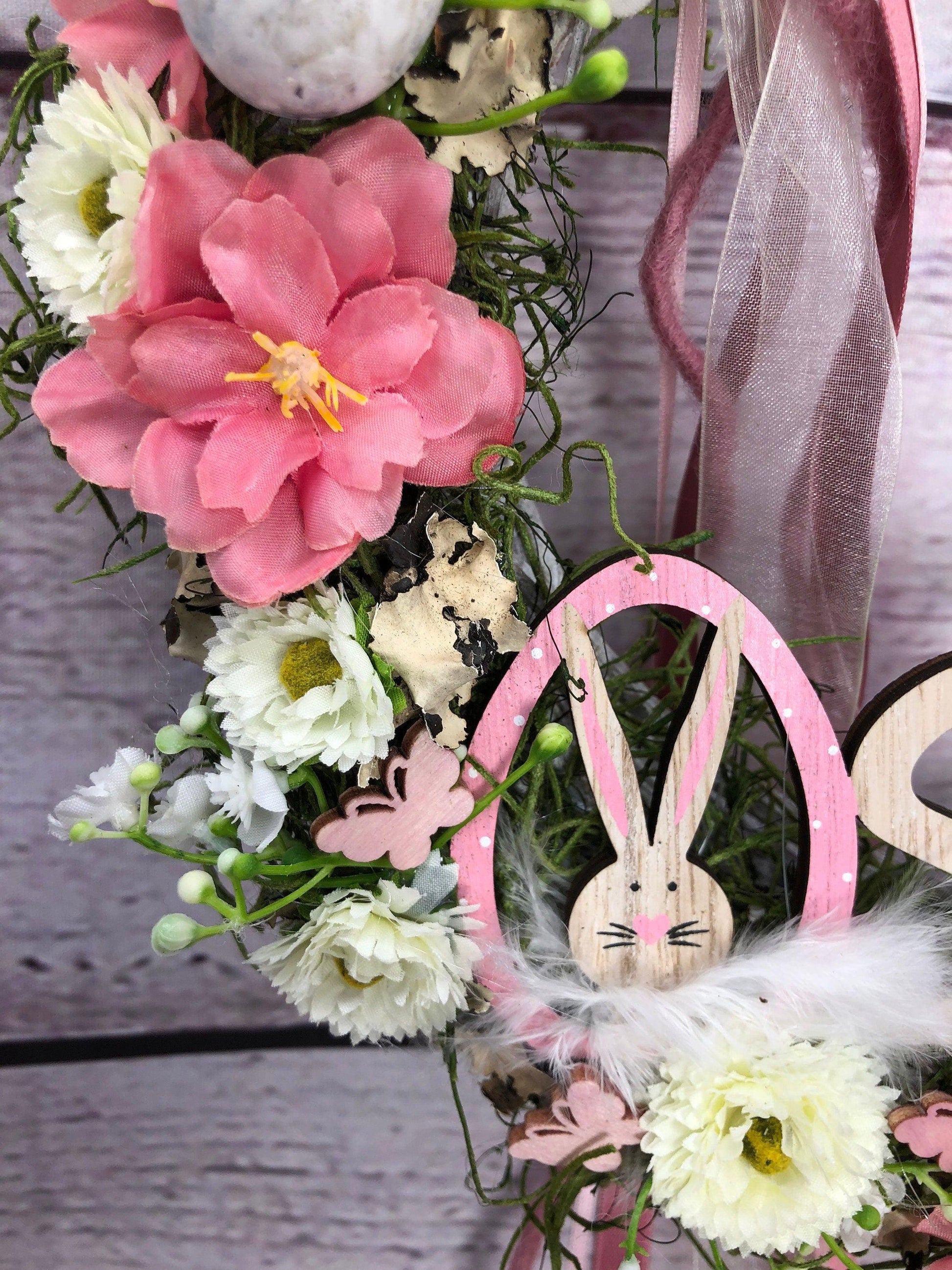 Frühlingskranz Haustür Hasen & Maiglöckchen – Seidenblumen Türkranz Ostern – Türkranz – SarahsFlowerStudio