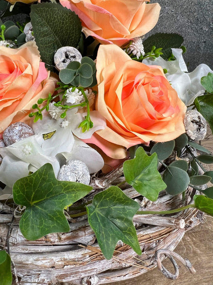 Grabgesteck Allerheiligen Grabschmuck Rose Hortensie Eukalyptus Efeu Wunschfarbe Grabdeko Grabdekoration Allerheiligen – handgemacht aus Seiden- und Kunstblumen, langlebig & pflegeleicht von SarahsFlowerStudio