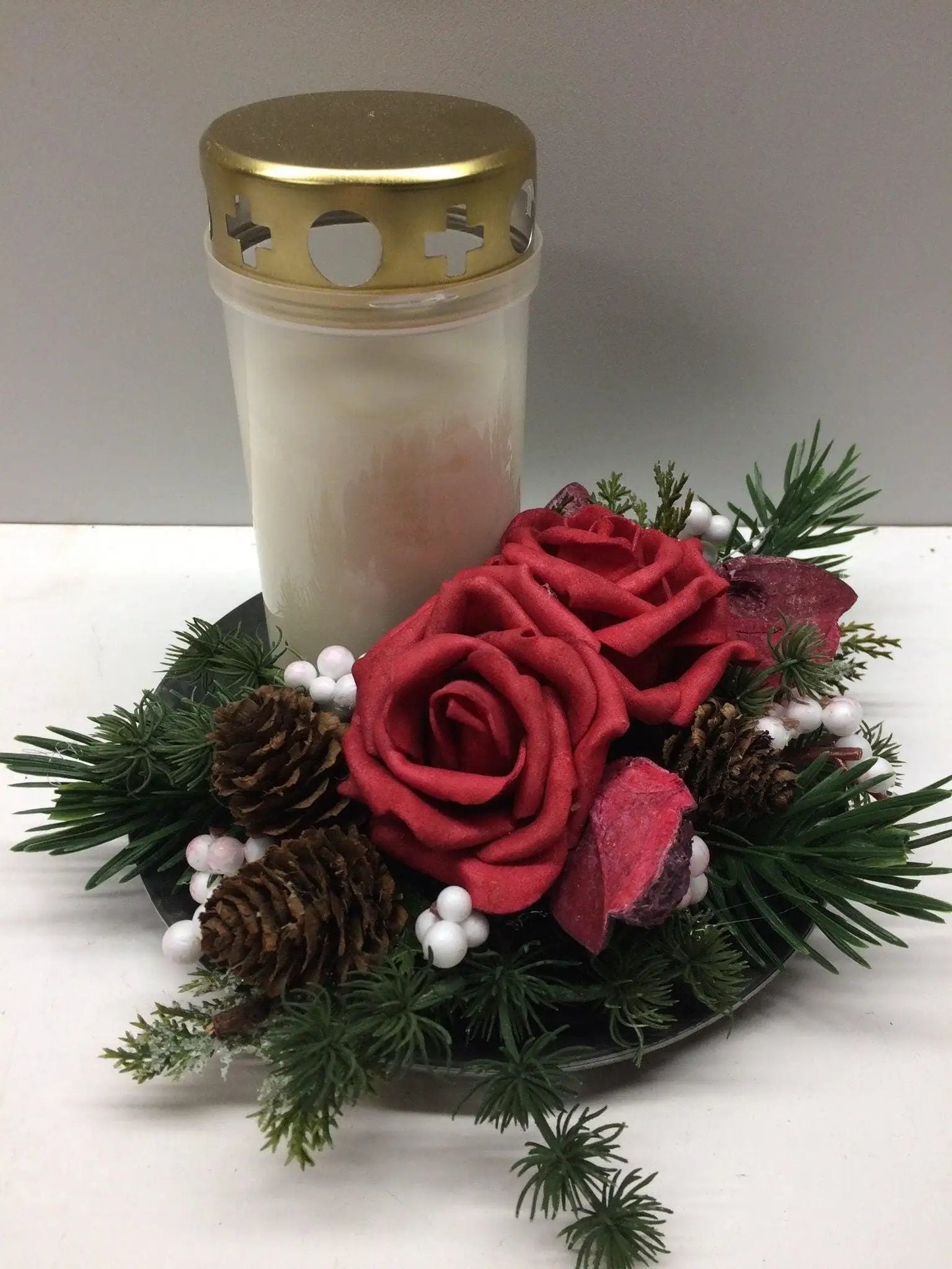 Grabgesteck Grabschmuck in Wunschfarbe Grabdeko Grabdekoration – handgemacht aus Seiden- und Kunstblumen, langlebig & pflegeleicht von SarahsFlowerStudio
