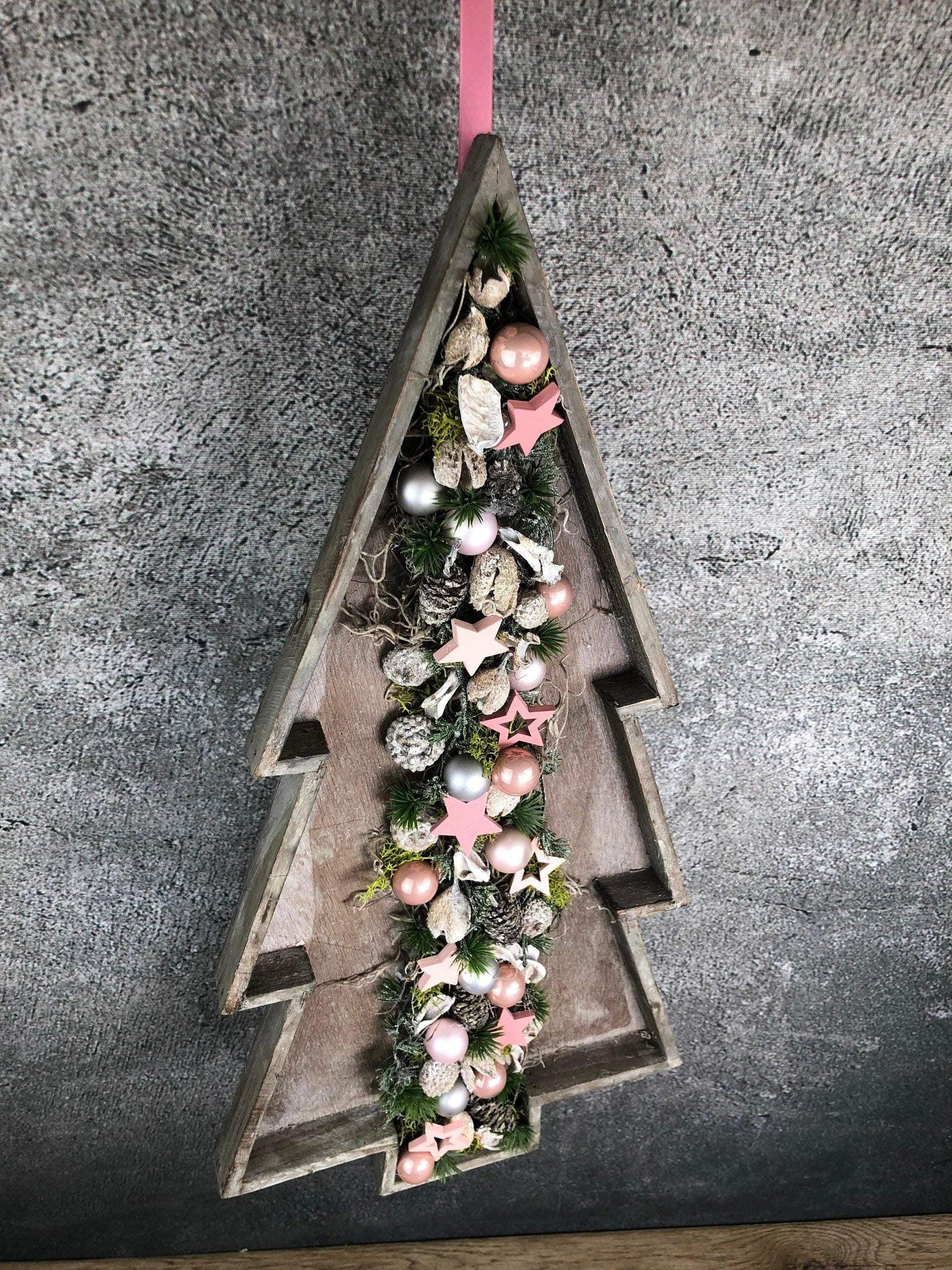 Türkranz Tannenbaum Tanne Baum Advent Kranz Wanddekoration Dekoration Türdekoration Weihnachten Weidenkranz – handgemacht aus Seiden- und Kunstblumen, langlebig & pflegeleicht von SarahsFlowerStudio