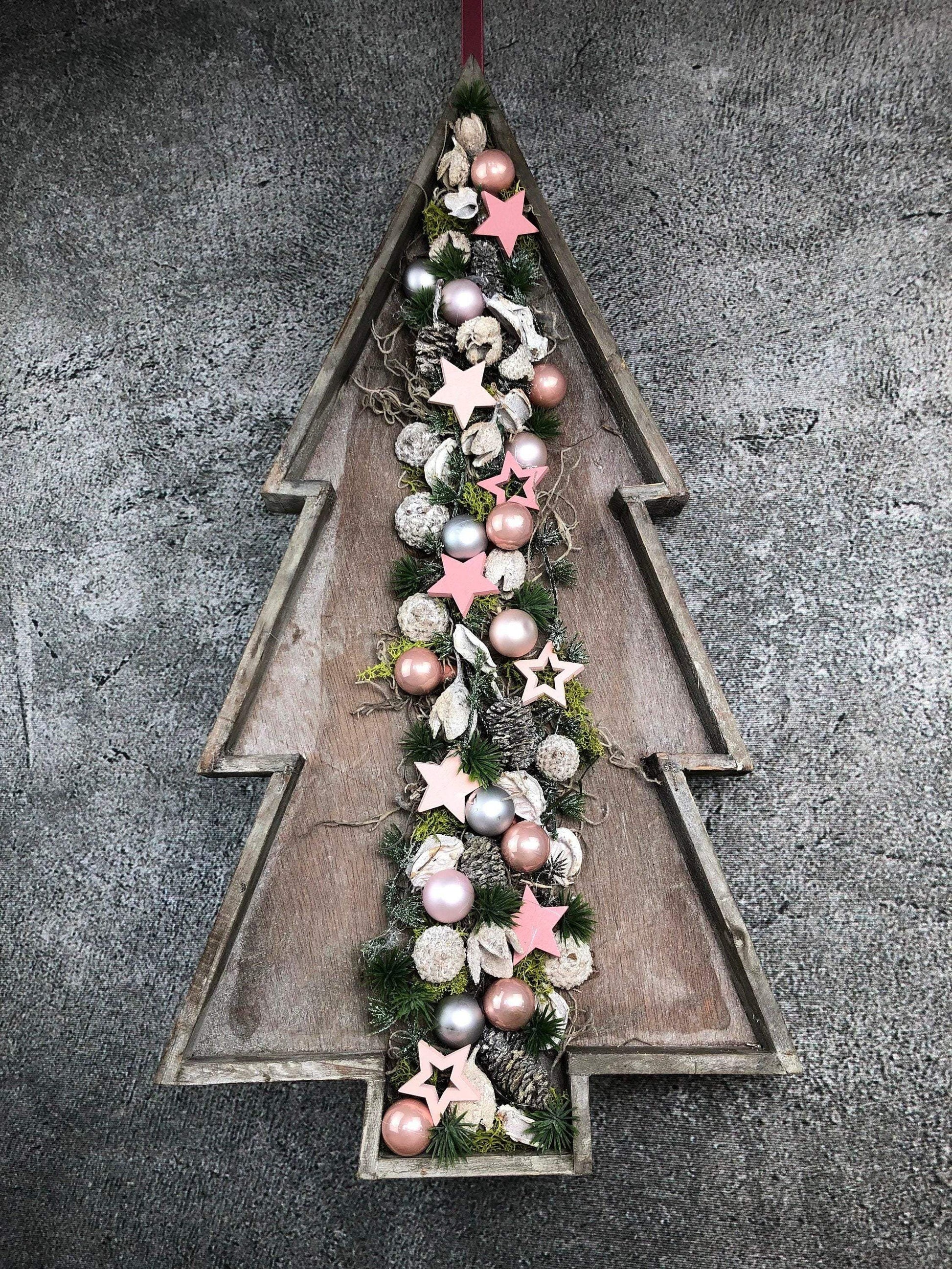 Türkranz Tannenbaum Tanne Baum Advent Kranz Wanddekoration Dekoration Türdekoration Weihnachten Weidenkranz – handgemacht aus Seiden- und Kunstblumen, langlebig & pflegeleicht von SarahsFlowerStudio