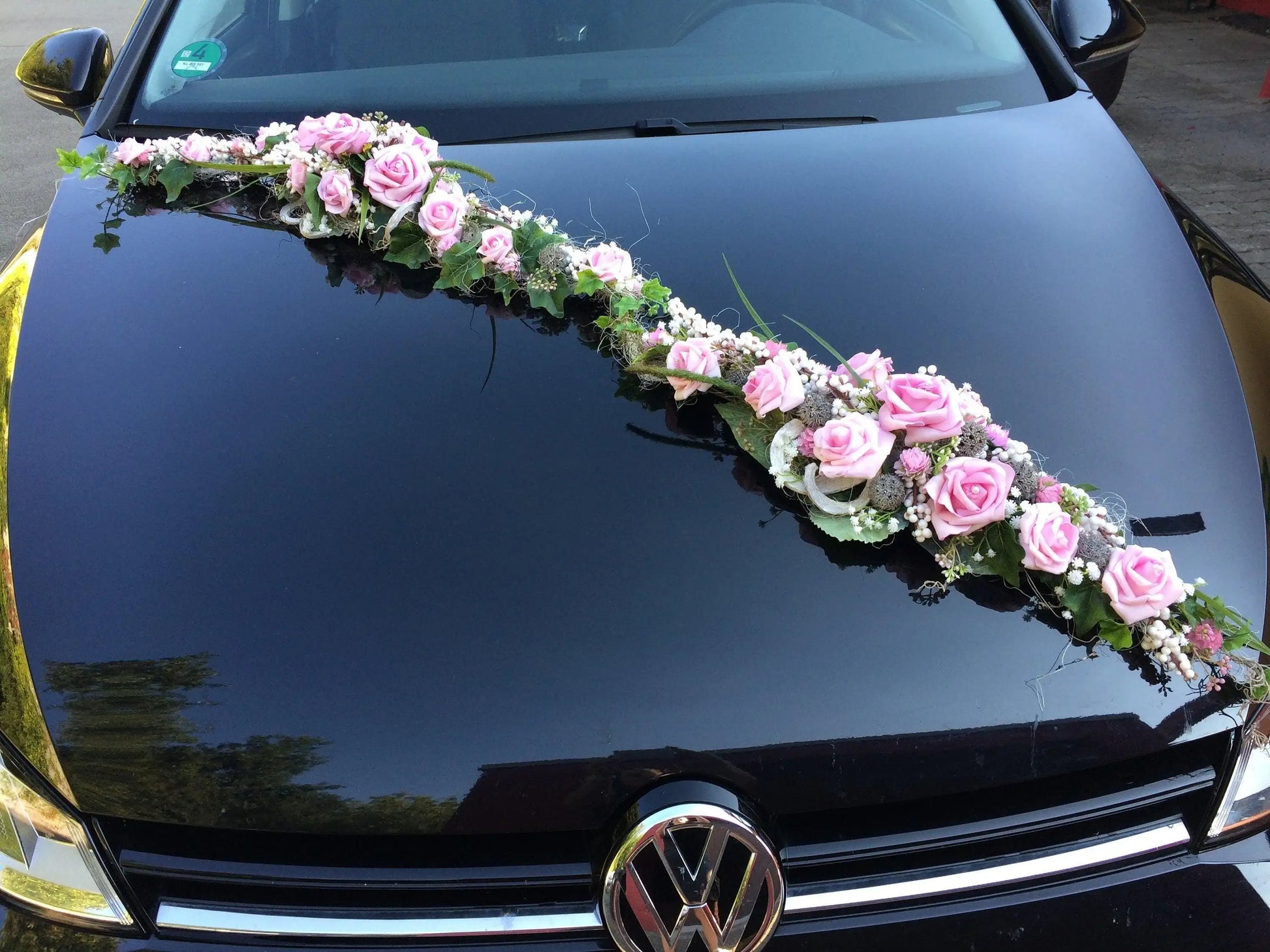 Autoschmuck Autodekoration Autoblumenschmuck Gesteck groß Wunschfarbe Hochzeit Kutschen Schmuck Kutschendeko Kutsche Wedding – handgemacht aus Seiden- und Kunstblumen, langlebig & pflegeleicht von SarahsFlowerStudio