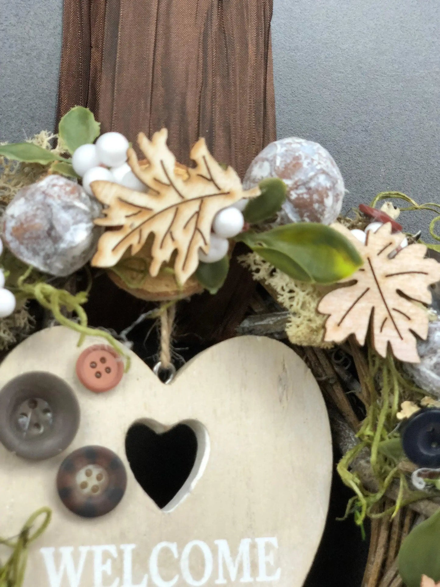 Türkranz 22cm Türdeko Türschmuck Herz Welcome Modern Tür Schmuck Herbst herbstlich ganzjährig Herbst – handgemacht aus Seiden- und Kunstblumen, langlebig & pflegeleicht von SarahsFlowerStudio