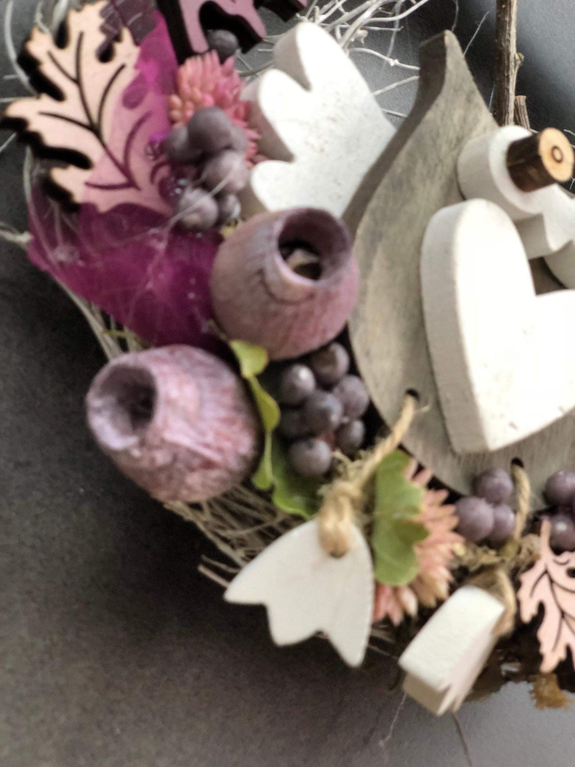 Türkranz 22cm Türdeko Türschmuck Eule Modern Tür Schmuck Herbst herbstlich ganzjährig Herbst – handgemacht aus Seiden- und Kunstblumen, langlebig & pflegeleicht von SarahsFlowerStudio