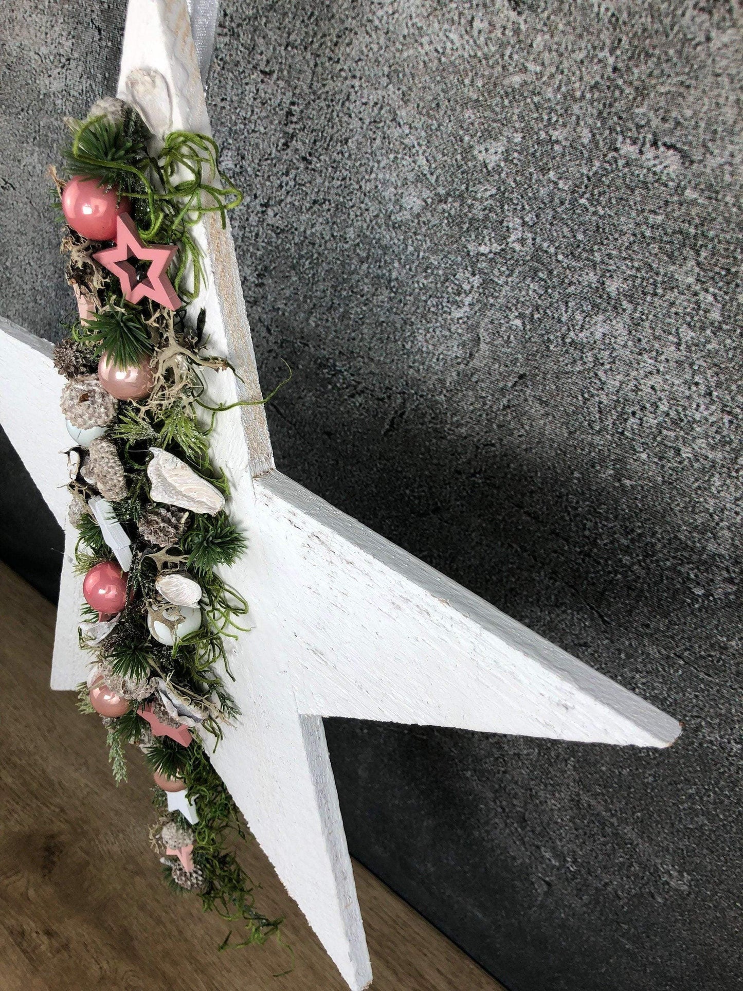 Advent Türkranz Stern 40cm Stern Türdekoration Türschmuck Fensterdeko Weihnachten Weihnachtsdekoration – handgemacht aus Seiden- und Kunstblumen, langlebig & pflegeleicht von SarahsFlowerStudio