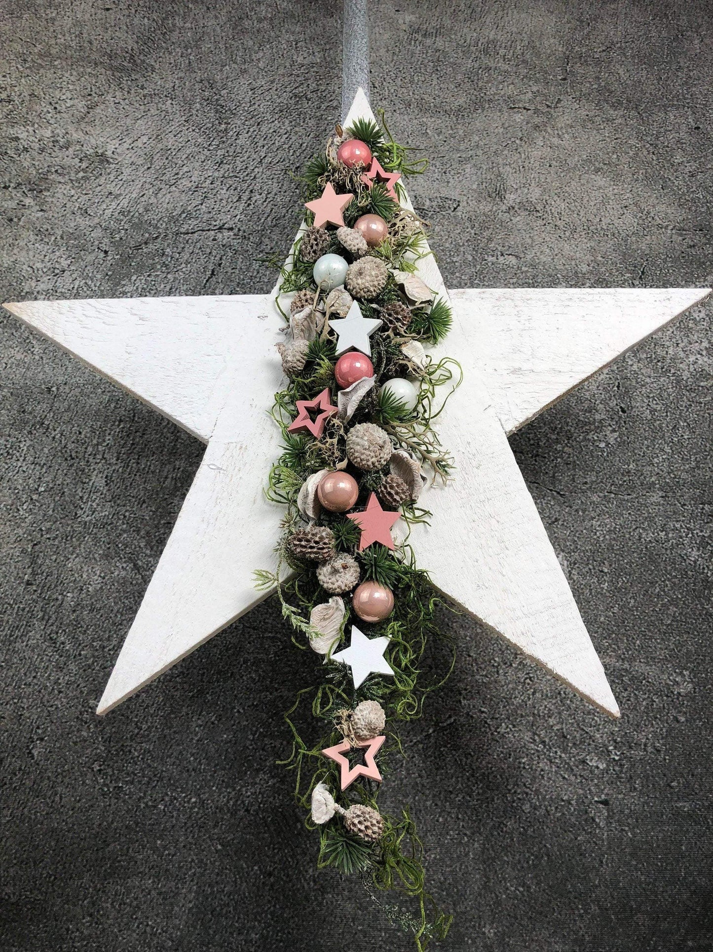 Advent Türkranz Stern 40cm Stern Türdekoration Türschmuck Fensterdeko Weihnachten Weihnachtsdekoration – handgemacht aus Seiden- und Kunstblumen, langlebig & pflegeleicht von SarahsFlowerStudio
