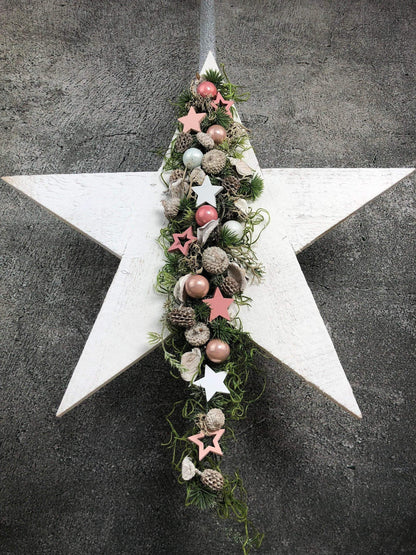 Advent Türkranz Stern 40cm Stern Türdekoration Türschmuck Fensterdeko Weihnachten Weihnachtsdekoration – handgemacht aus Seiden- und Kunstblumen, langlebig & pflegeleicht von SarahsFlowerStudio