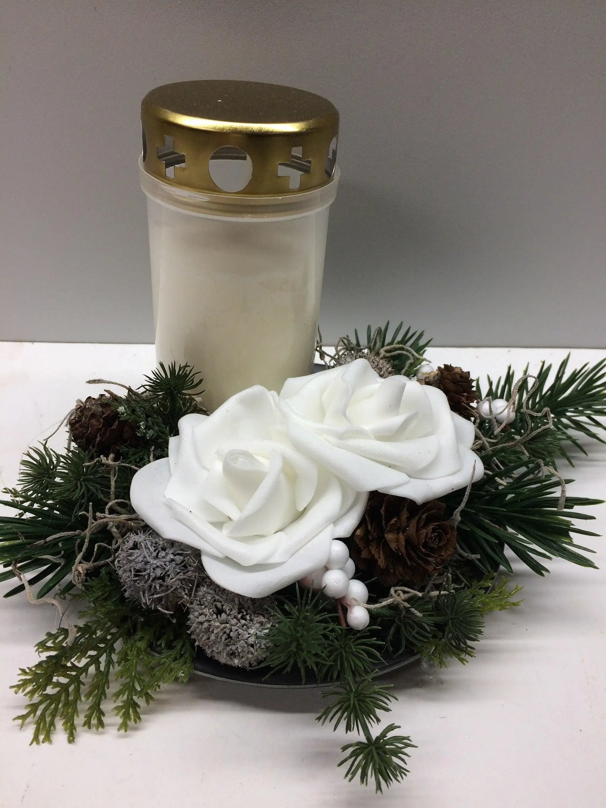Grabgesteck Grabschmuck in Wunschfarbe 20cm Grabdekoration Grabschmuck Allerheiligen – handgemacht aus Seiden- und Kunstblumen, langlebig & pflegeleicht von SarahsFlowerStudio