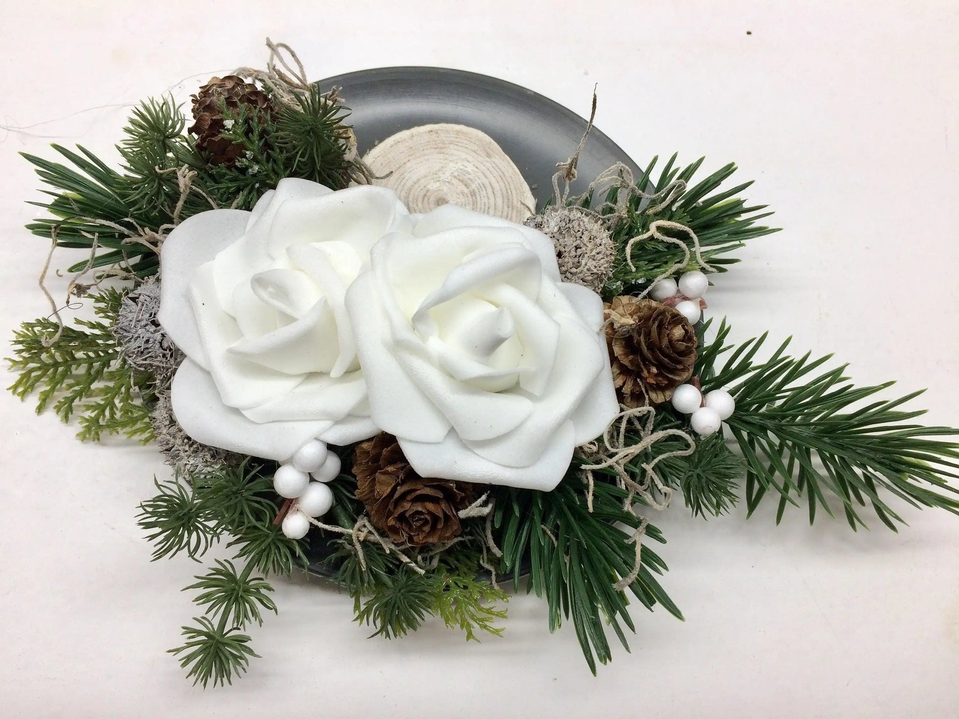 Grabgesteck Grabschmuck in Wunschfarbe 20cm Grabdekoration Grabschmuck Allerheiligen – handgemacht aus Seiden- und Kunstblumen, langlebig & pflegeleicht von SarahsFlowerStudio