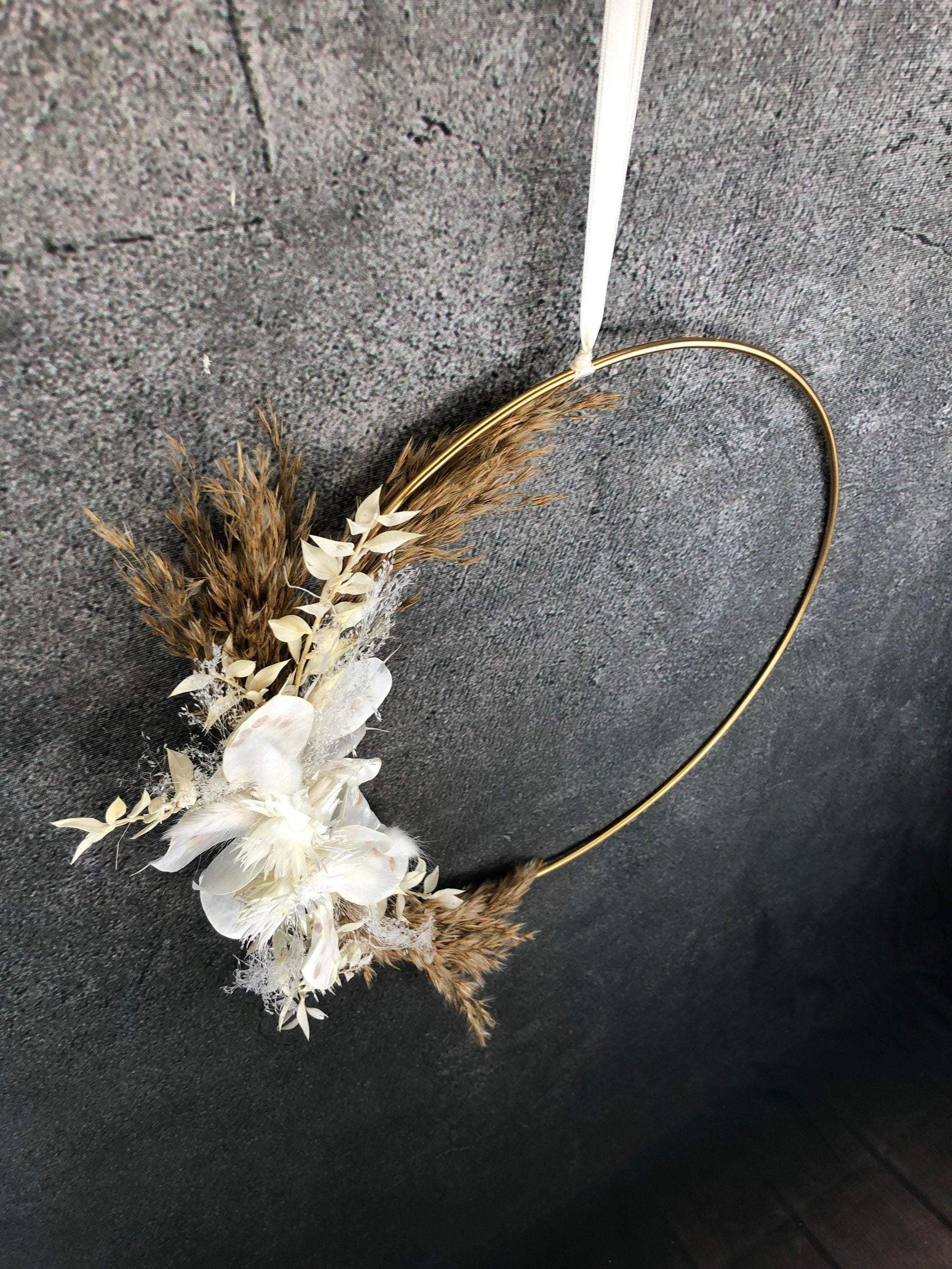 Türkranz Kranz Ring Pampasgräser Pampasgras Gräser Wandkranz Trockenblumen Natur natürlich Hoop Herbst Herbstlich – handgemacht aus Seiden- und Kunstblumen, langlebig & pflegeleicht von SarahsFlowerStudio