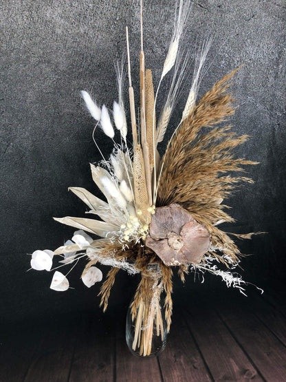 Trockenblumenstrauß Strauß Gräser mit Exoten Pampasgras Gräser Trockenblumen Trockenmaterial Natur natürlich dried bouquet dried Flowers – handgemacht aus Seiden- und Kunstblumen, langlebig & pflegeleicht von SarahsFlowerStudio